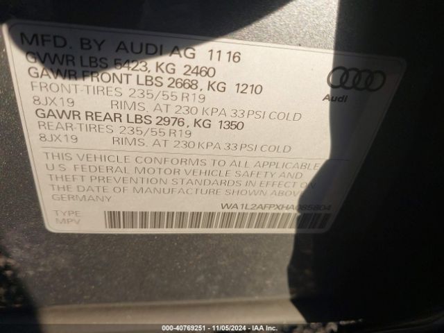 Photo 8 VIN: WA1L2AFPXHA085804 - AUDI Q5 