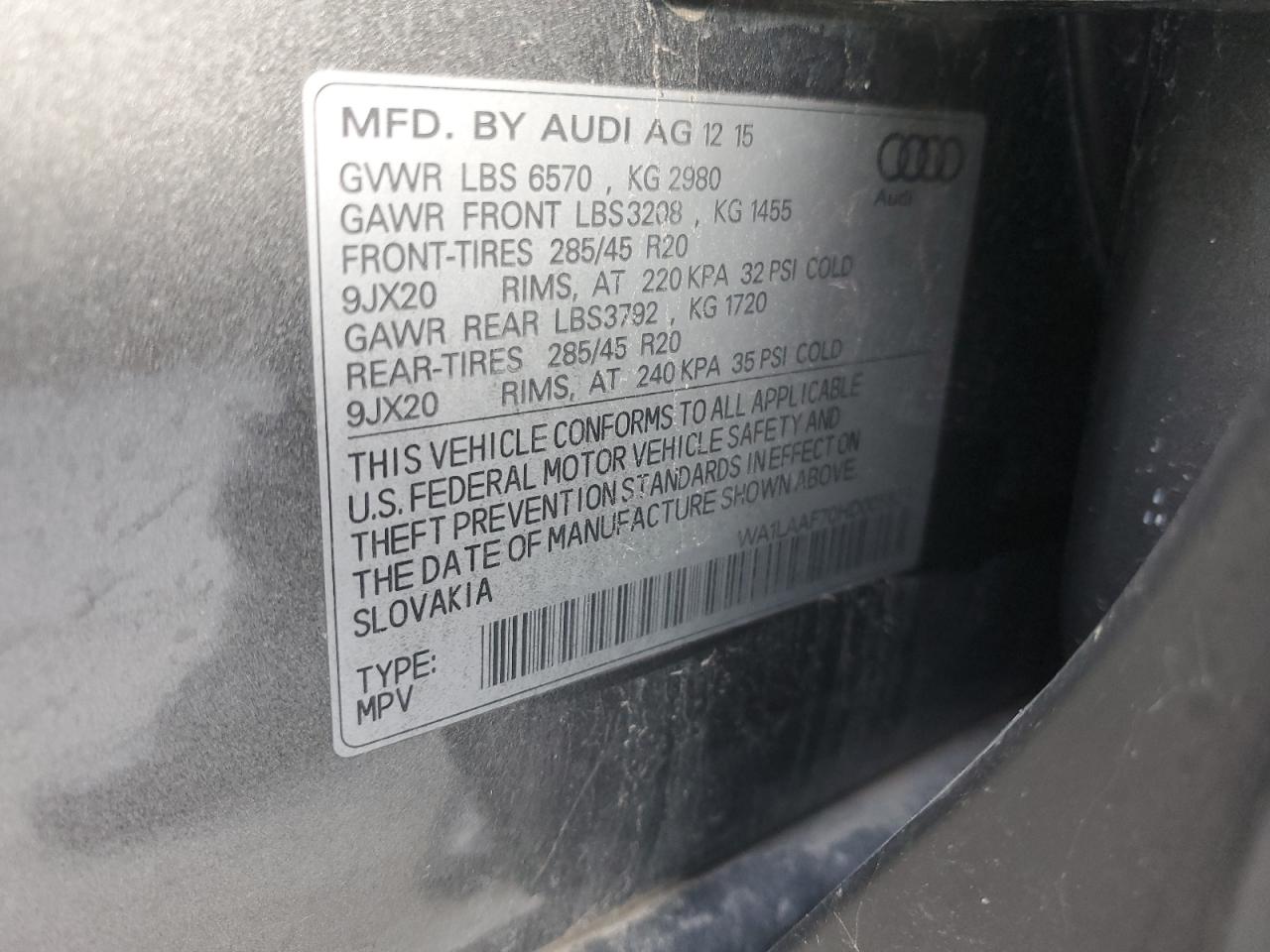 Photo 12 VIN: WA1LAAF70HD005539 - AUDI Q7 