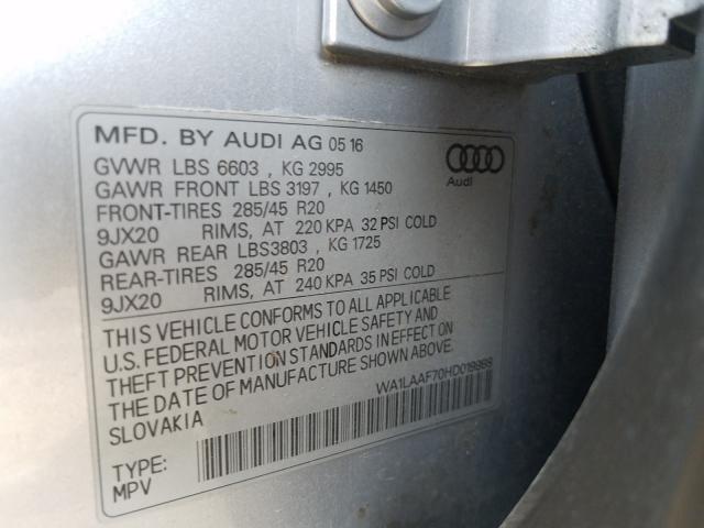 Photo 9 VIN: WA1LAAF70HD019988 - AUDI Q7 