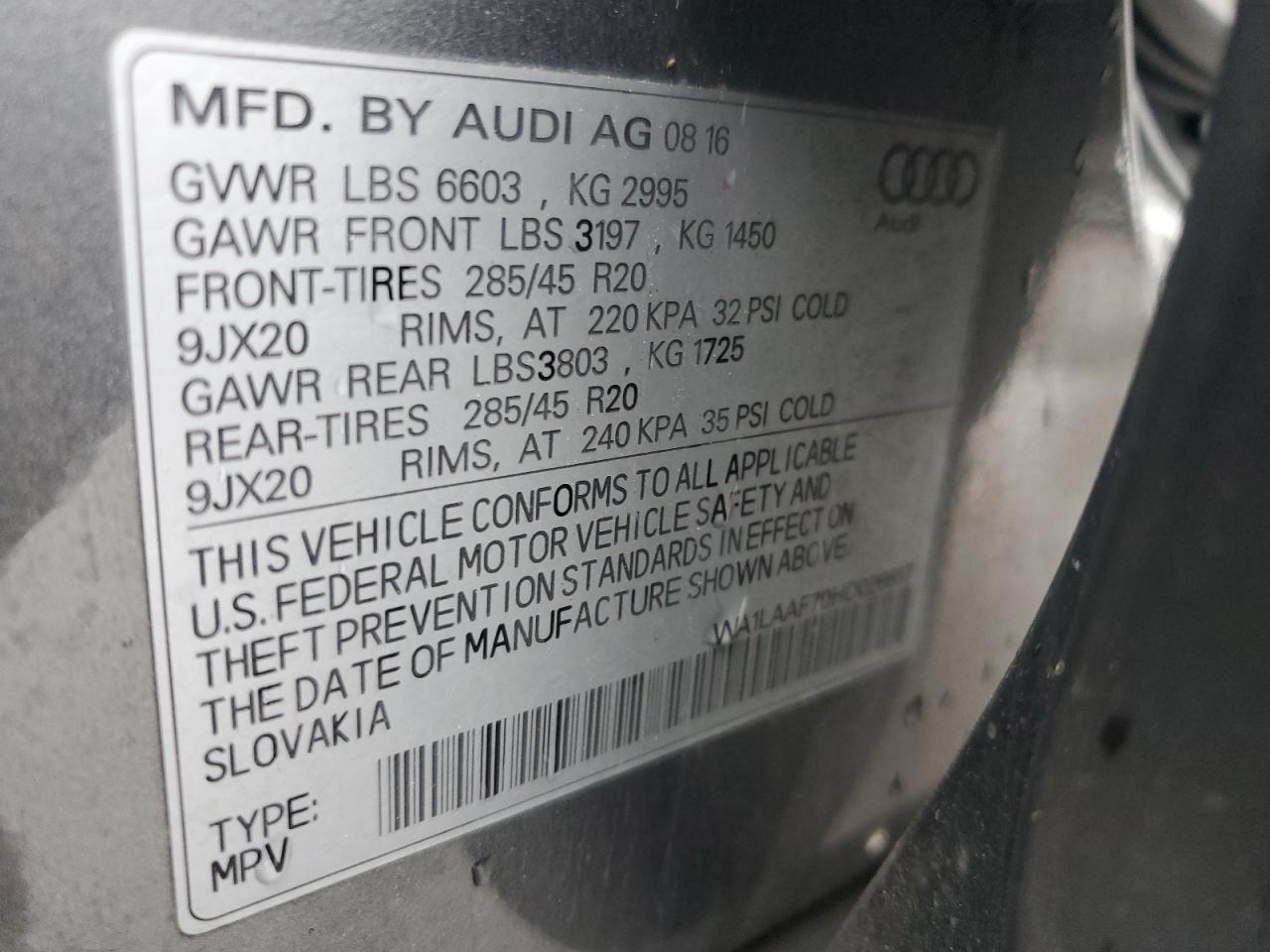 Photo 12 VIN: WA1LAAF70HD026617 - AUDI Q7 