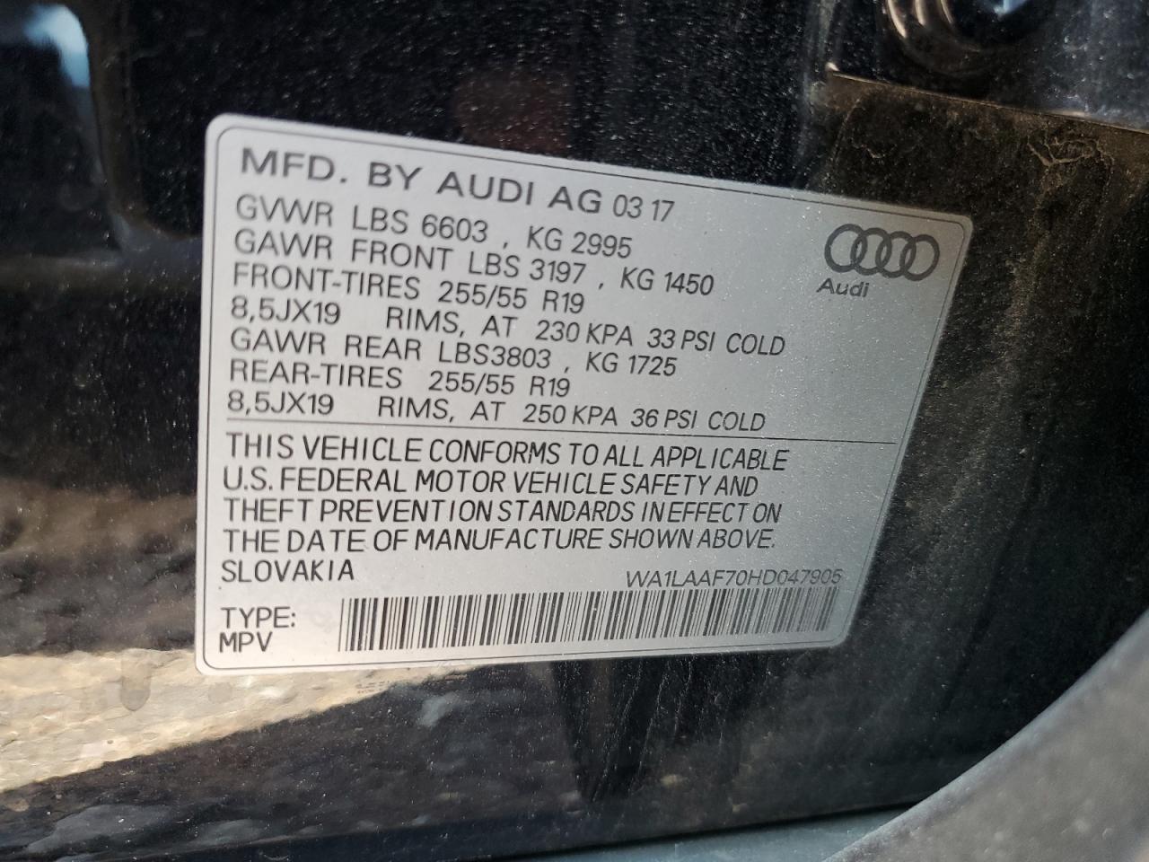 Photo 12 VIN: WA1LAAF70HD047905 - AUDI Q7 