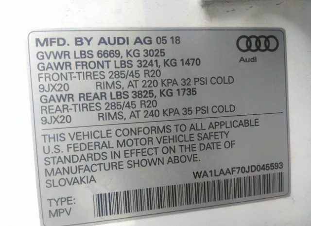 Photo 8 VIN: WA1LAAF70JD045593 - AUDI Q7 