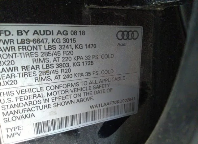 Photo 8 VIN: WA1LAAF70KD002941 - AUDI Q7 