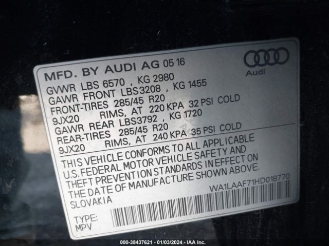 Photo 8 VIN: WA1LAAF71HD018770 - AUDI Q7 