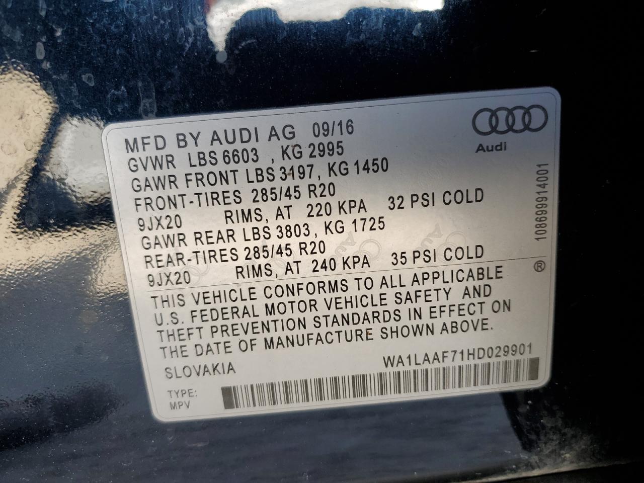 Photo 12 VIN: WA1LAAF71HD029901 - AUDI Q7 