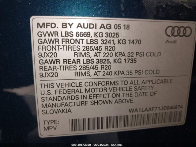 Photo 8 VIN: WA1LAAF71JD045974 - AUDI Q7 