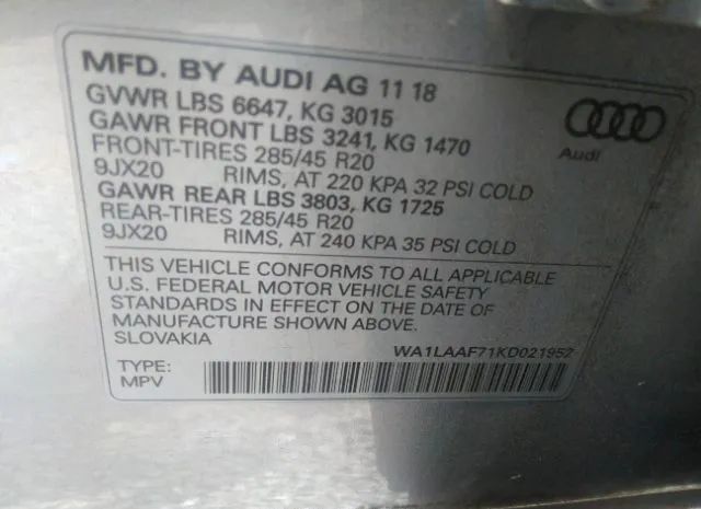 Photo 8 VIN: WA1LAAF71KD021952 - AUDI Q7 