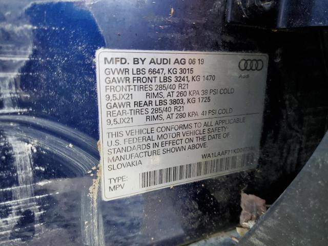 Photo 9 VIN: WA1LAAF71KD047340 - AUDI Q7 PREMIUM 