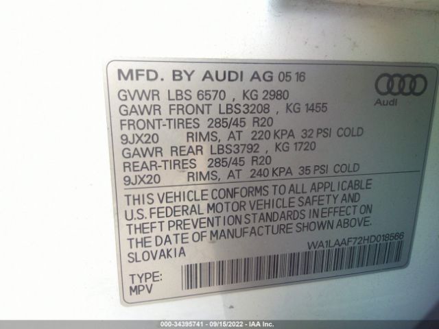 Photo 8 VIN: WA1LAAF72HD018566 - AUDI Q7 