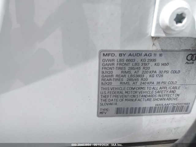 Photo 8 VIN: WA1LAAF72HD037893 - AUDI Q7 