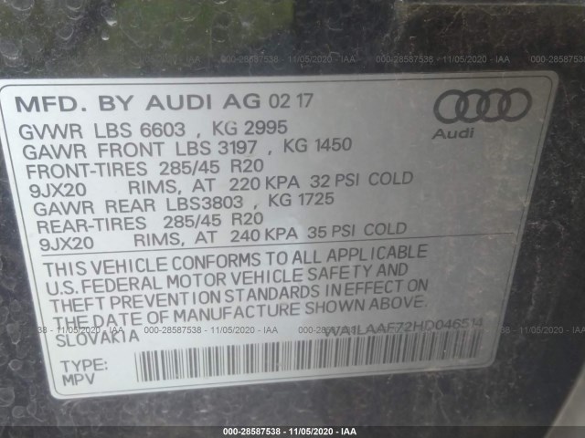 Photo 8 VIN: WA1LAAF72HD046514 - AUDI Q7 