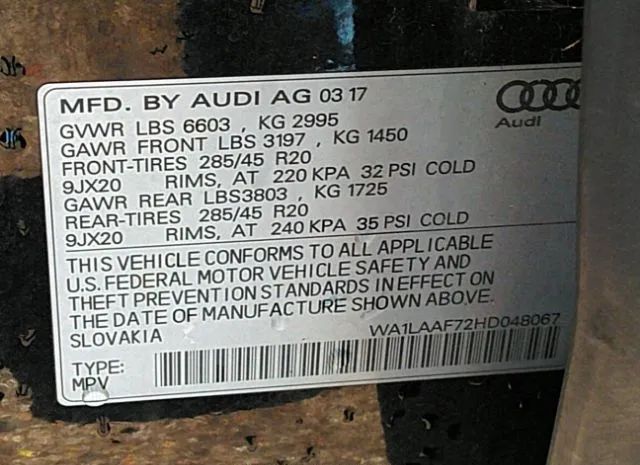 Photo 8 VIN: WA1LAAF72HD048067 - AUDI Q7 