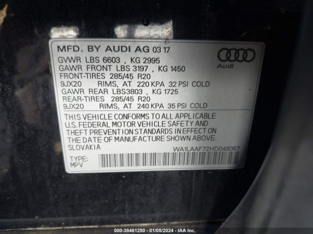 Photo 8 VIN: WA1LAAF72HD048067 - AUDI Q7 