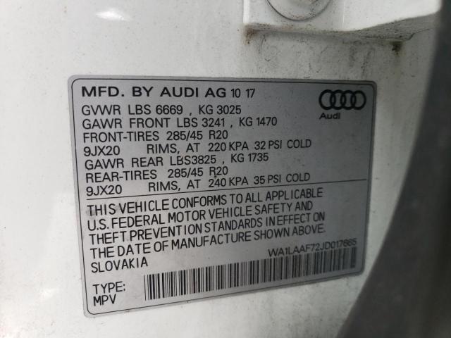 Photo 12 VIN: WA1LAAF72JD017665 - AUDI Q7 PREMIUM 