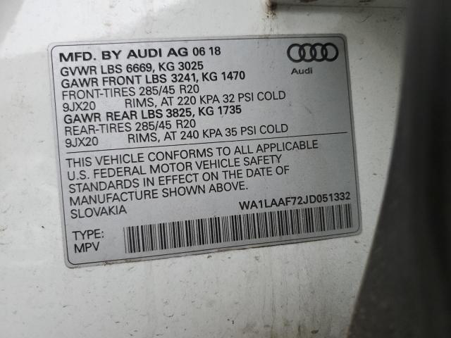 Photo 12 VIN: WA1LAAF72JD051332 - AUDI Q7 PREMIUM 