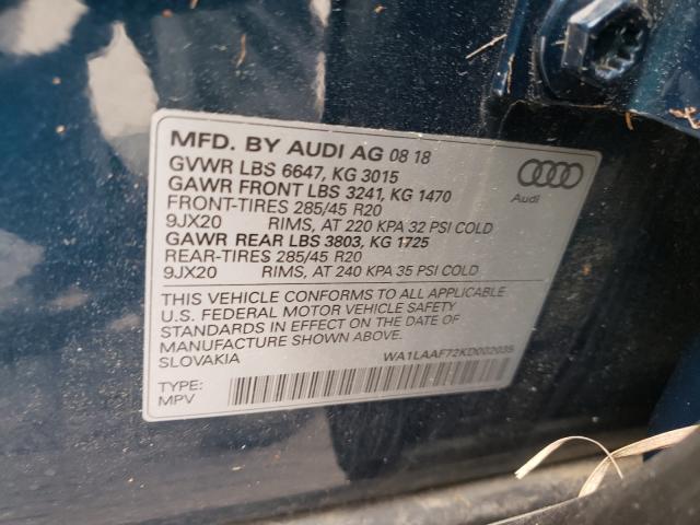 Photo 9 VIN: WA1LAAF72KD002035 - AUDI Q7 PREMIUM 