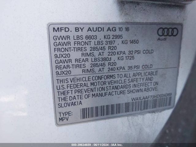 Photo 8 VIN: WA1LAAF73HD034369 - AUDI Q7 