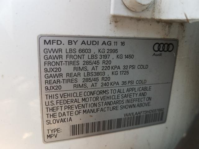 Photo 9 VIN: WA1LAAF73HD037692 - AUDI Q7 PREMIUM 