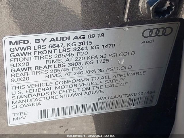 Photo 8 VIN: WA1LAAF73KD007664 - AUDI Q7 