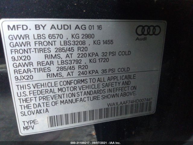 Photo 8 VIN: WA1LAAF74HD007441 - AUDI Q7 