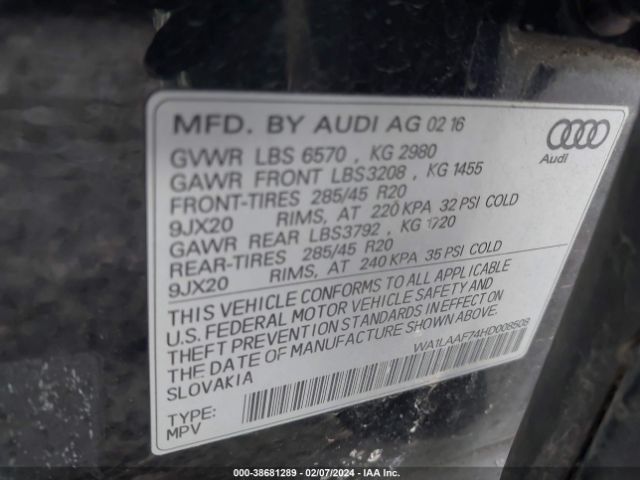 Photo 8 VIN: WA1LAAF74HD008508 - AUDI Q7 