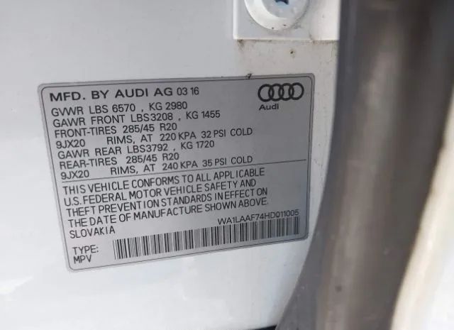 Photo 8 VIN: WA1LAAF74HD011005 - AUDI Q7 