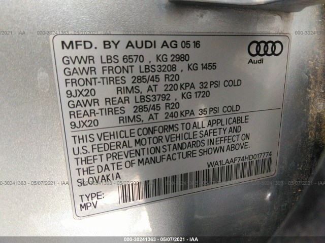 Photo 8 VIN: WA1LAAF74HD017774 - AUDI Q7 