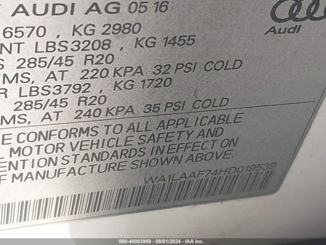 Photo 8 VIN: WA1LAAF74HD019539 - AUDI Q7 