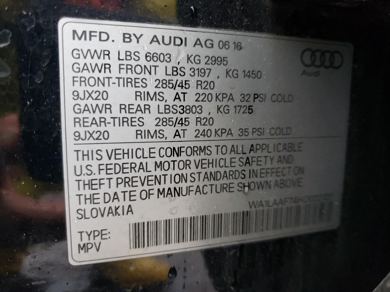 Photo 12 VIN: WA1LAAF74HD022120 - AUDI Q7 