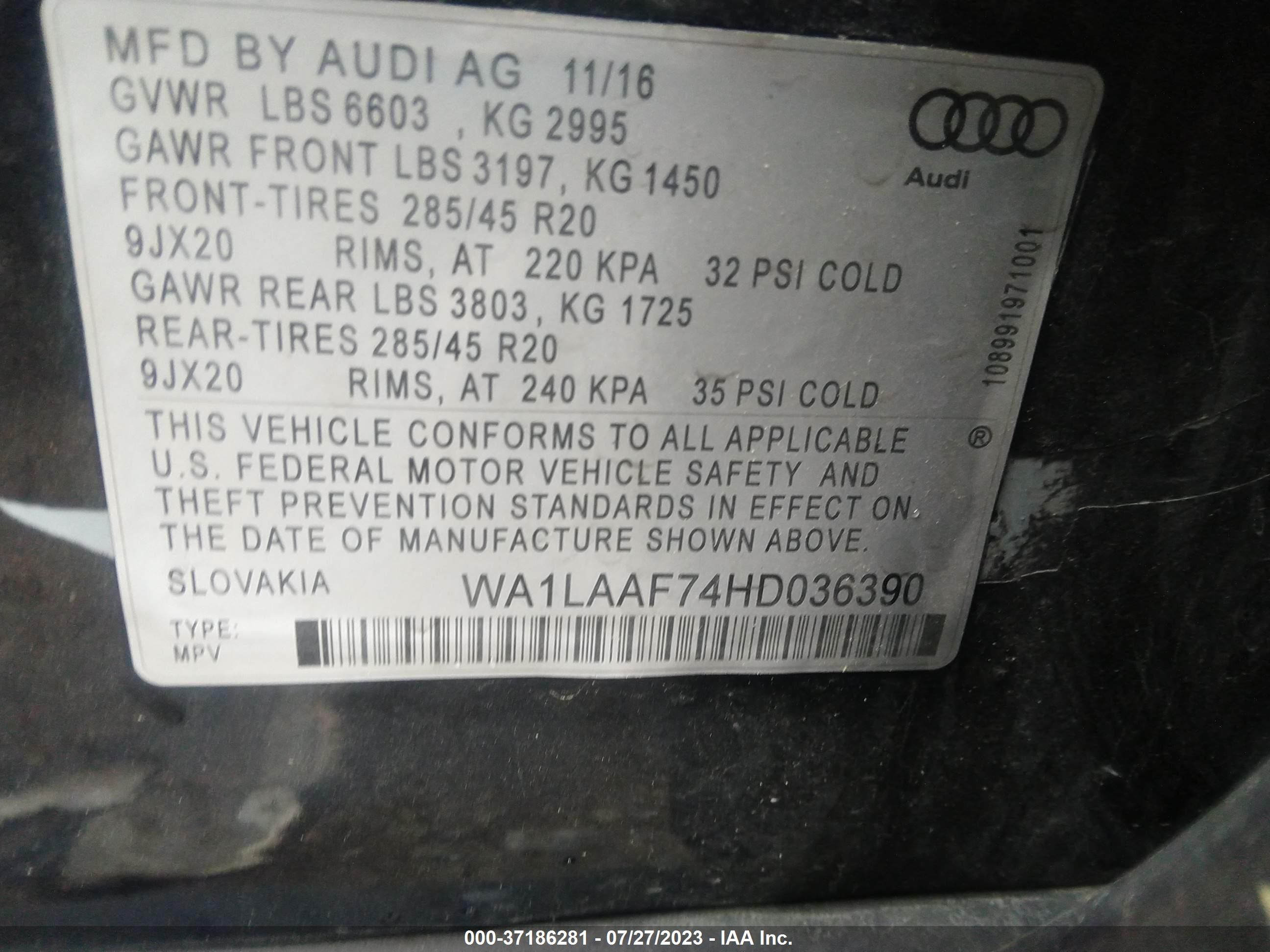 Photo 8 VIN: WA1LAAF74HD036390 - AUDI Q7 