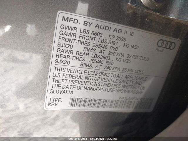 Photo 8 VIN: WA1LAAF74HD038169 - AUDI Q7 