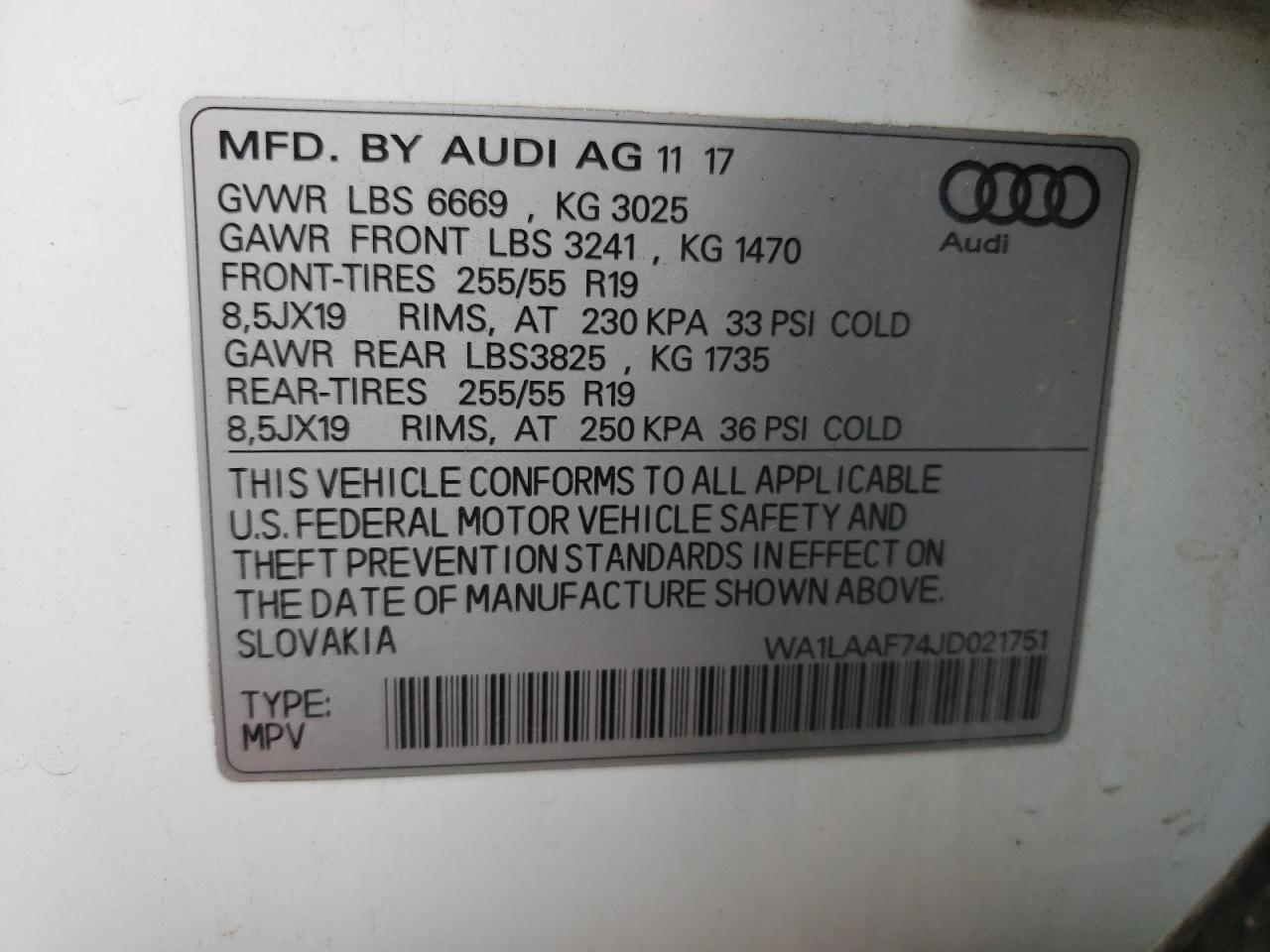 Photo 11 VIN: WA1LAAF74JD021751 - AUDI Q7 