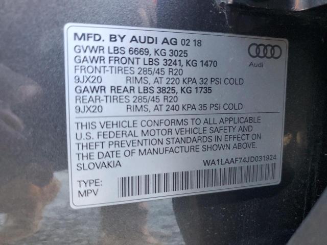 Photo 12 VIN: WA1LAAF74JD031924 - AUDI Q7 PREMIUM 