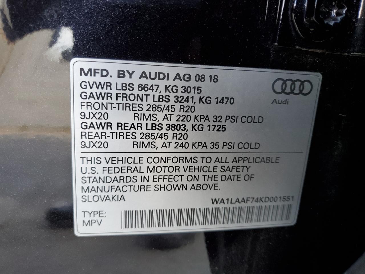 Photo 12 VIN: WA1LAAF74KD001551 - AUDI Q7 