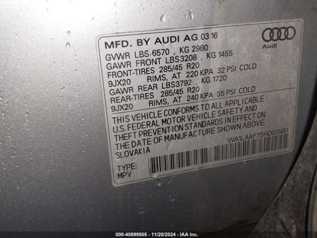 Photo 8 VIN: WA1LAAF75HD011451 - AUDI Q7 