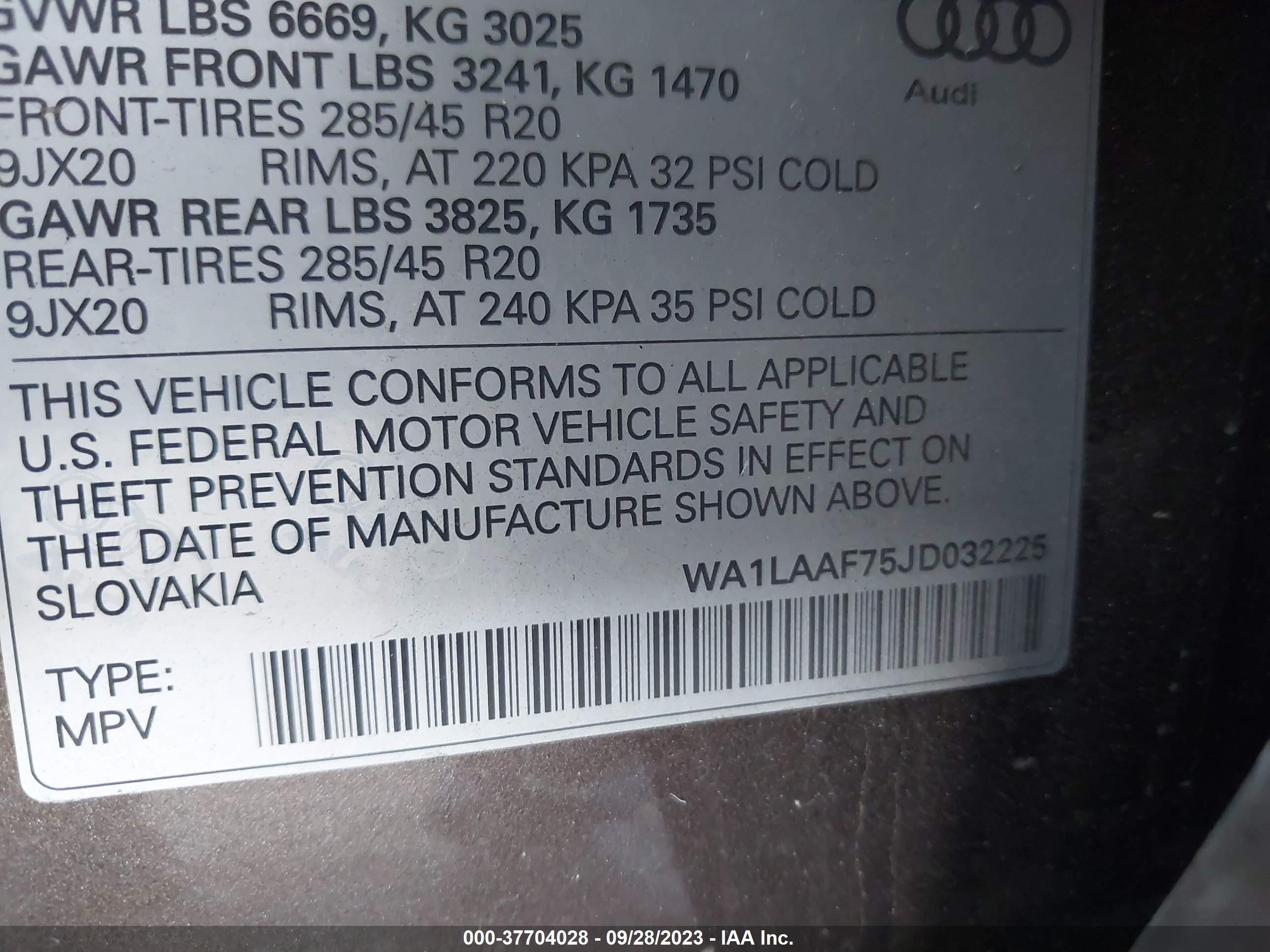 Photo 8 VIN: WA1LAAF75JD032225 - AUDI Q7 