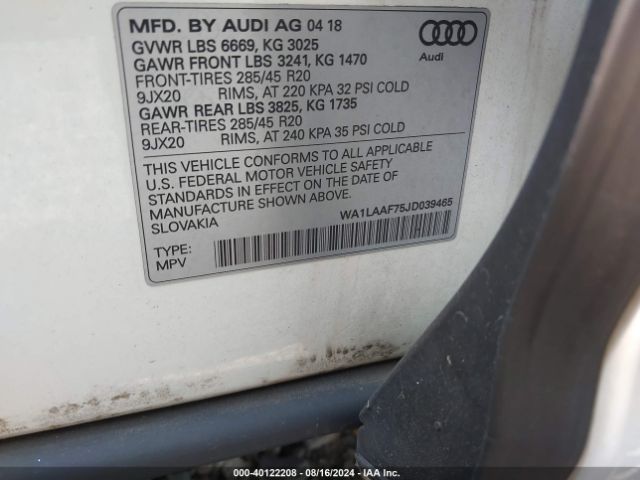 Photo 8 VIN: WA1LAAF75JD039465 - AUDI Q7 