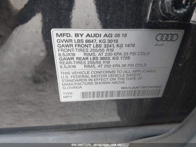 Photo 8 VIN: WA1LAAF75KD004992 - AUDI Q7 