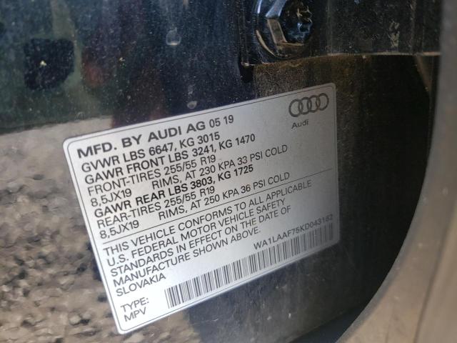 Photo 9 VIN: WA1LAAF75KD043162 - AUDI Q7 PREMIUM 