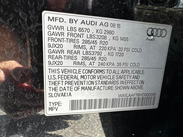 Photo 9 VIN: WA1LAAF76HD000099 - AUDI Q7 PREMIUM 