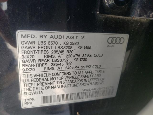 Photo 9 VIN: WA1LAAF76HD003780 - AUDI Q7 PREMIUM 