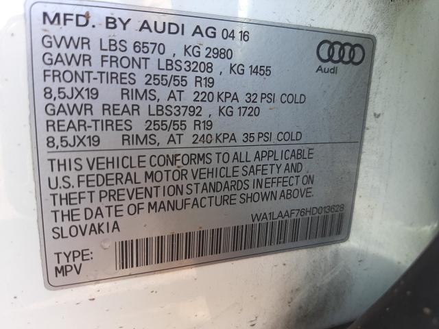 Photo 9 VIN: WA1LAAF76HD013628 - AUDI Q7 PREMIUM 