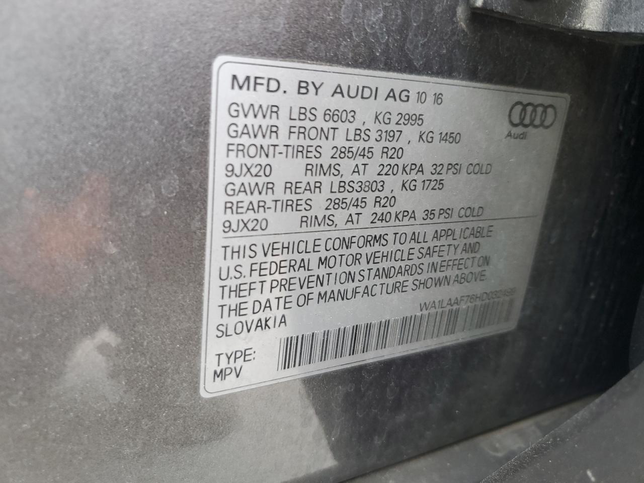 Photo 12 VIN: WA1LAAF76HD032499 - AUDI Q7 