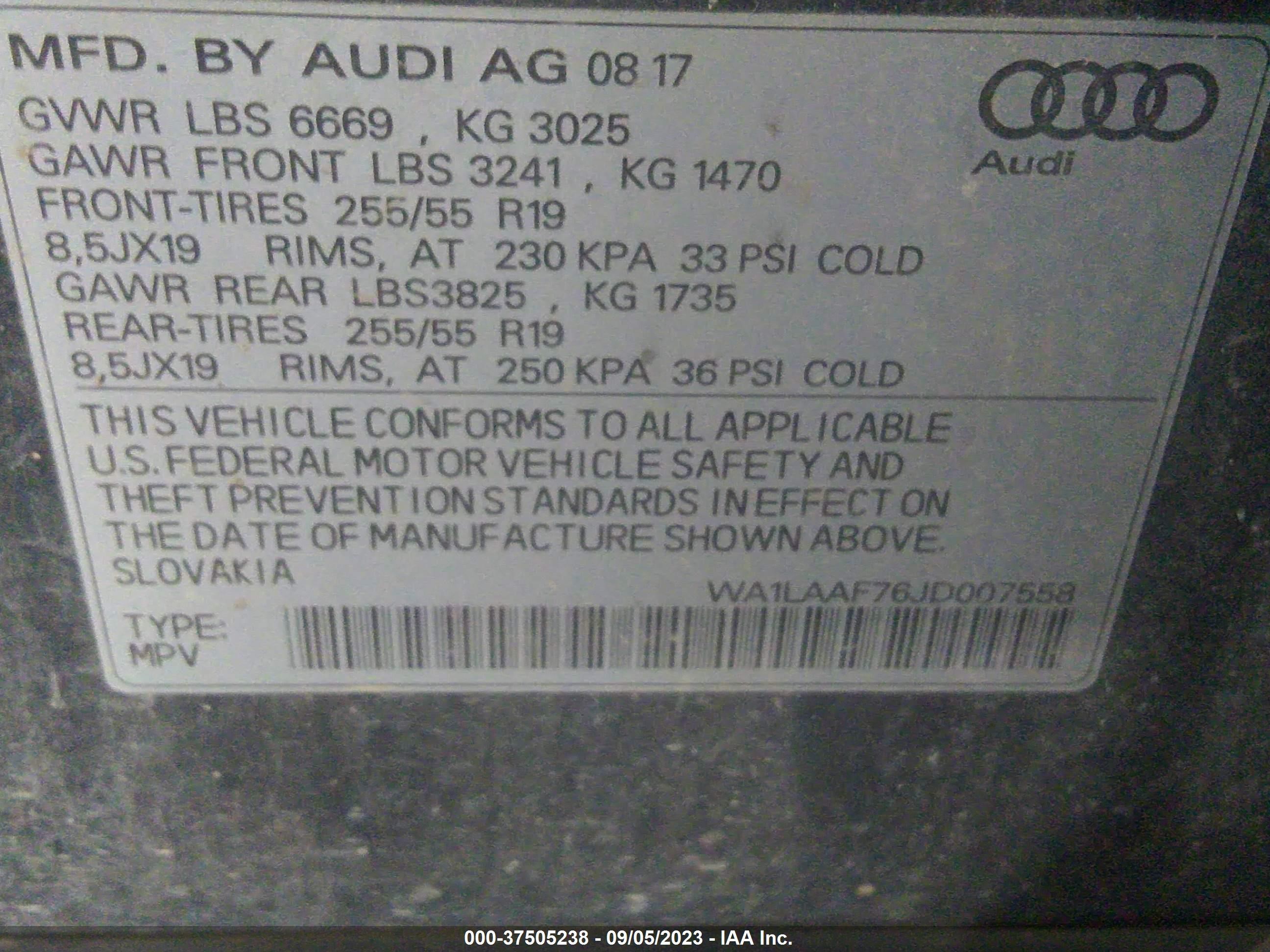 Photo 8 VIN: WA1LAAF76JD007558 - AUDI Q7 