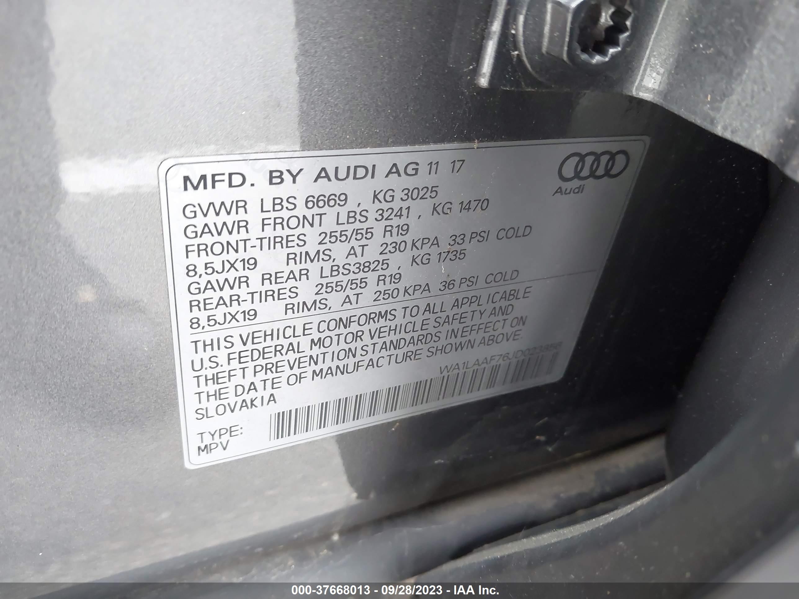 Photo 8 VIN: WA1LAAF76JD023856 - AUDI Q7 