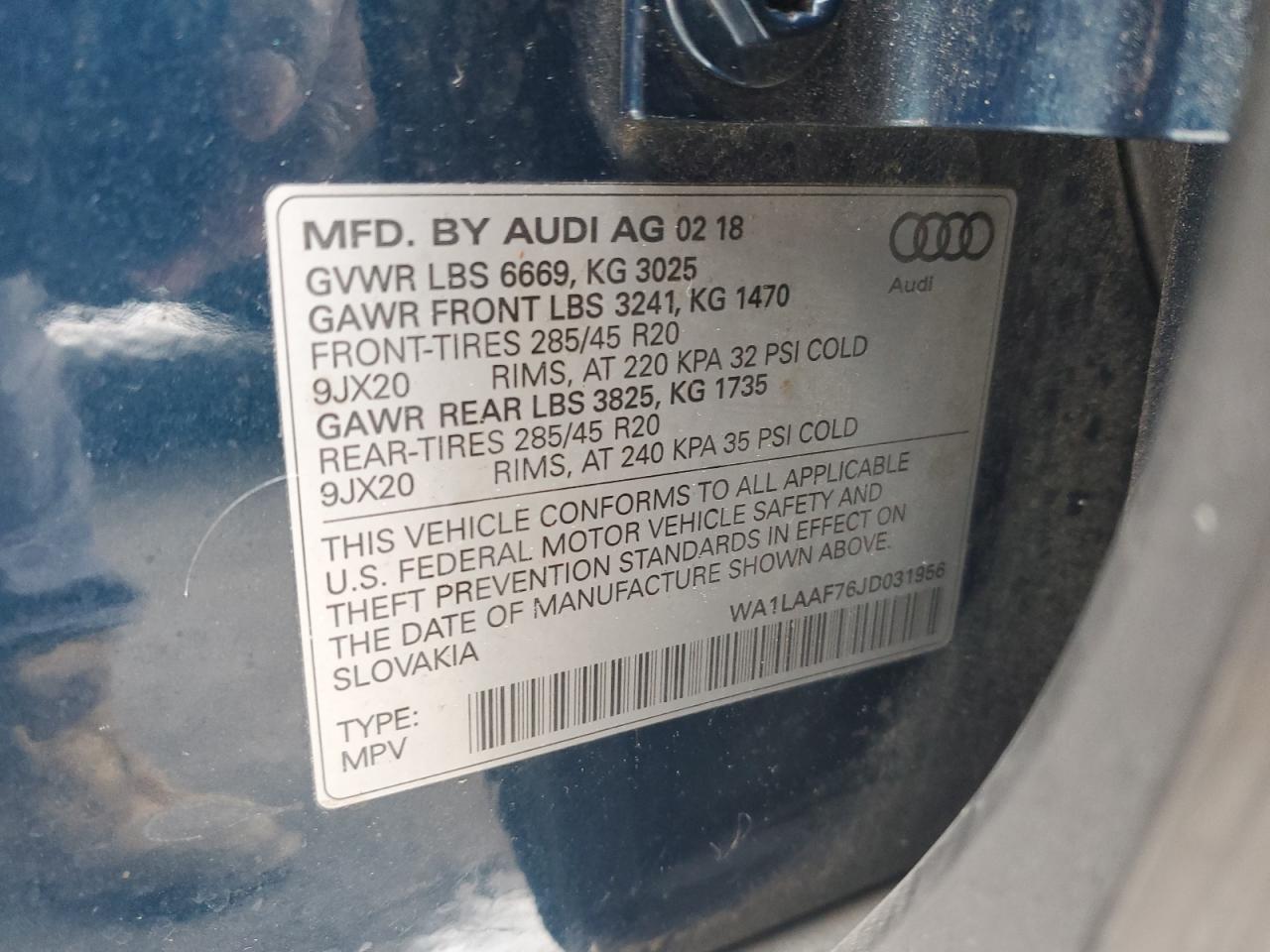 Photo 11 VIN: WA1LAAF76JD031956 - AUDI Q7 