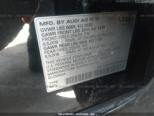 Photo 8 VIN: WA1LAAF76JD036364 - AUDI Q7 