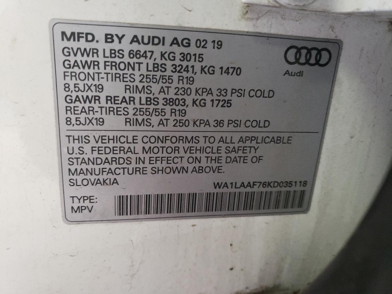 Photo 12 VIN: WA1LAAF76KD035118 - AUDI Q7 