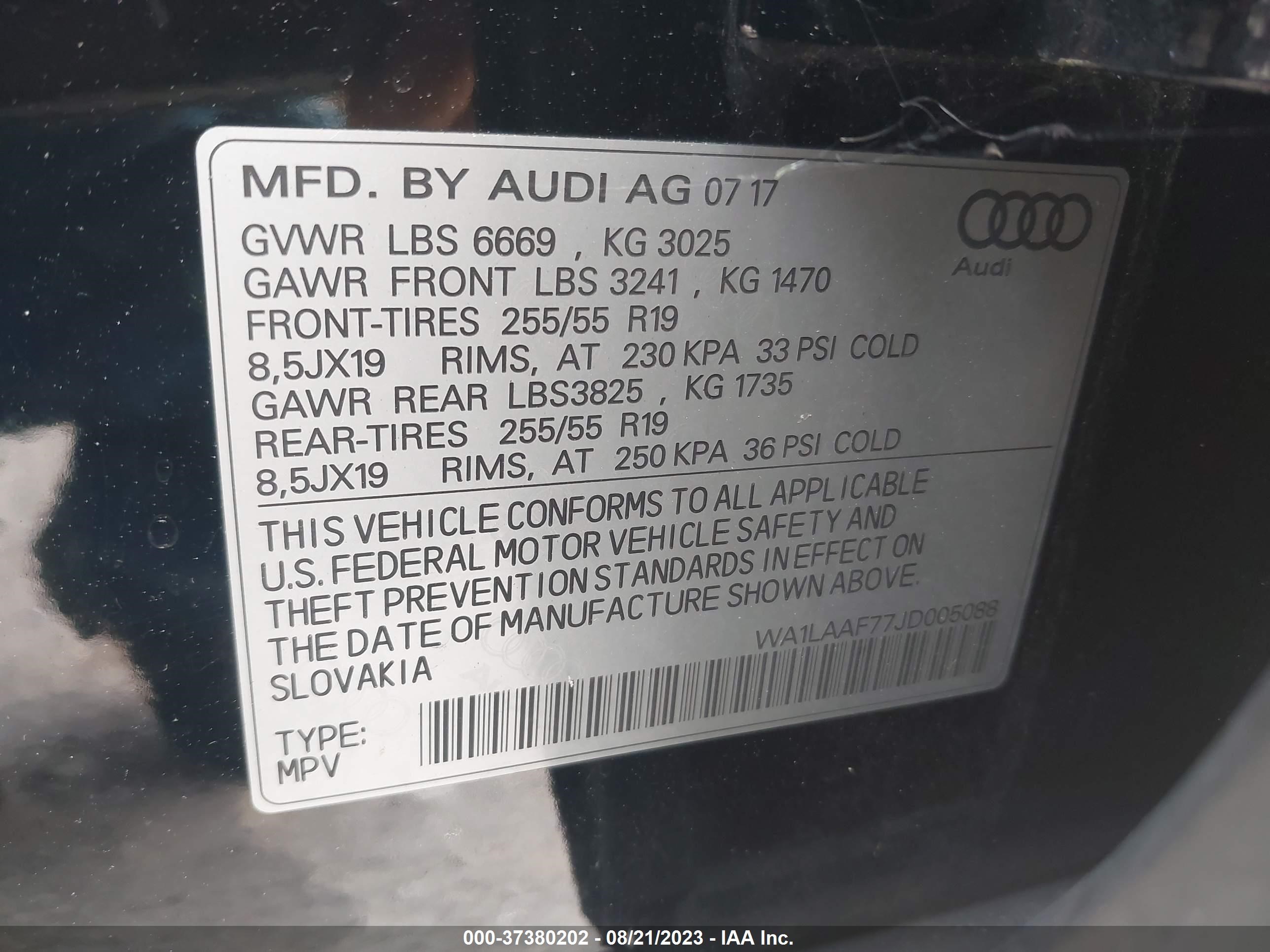 Photo 8 VIN: WA1LAAF77JD005088 - AUDI Q7 