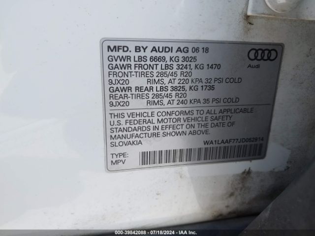 Photo 8 VIN: WA1LAAF77JD052914 - AUDI Q7 